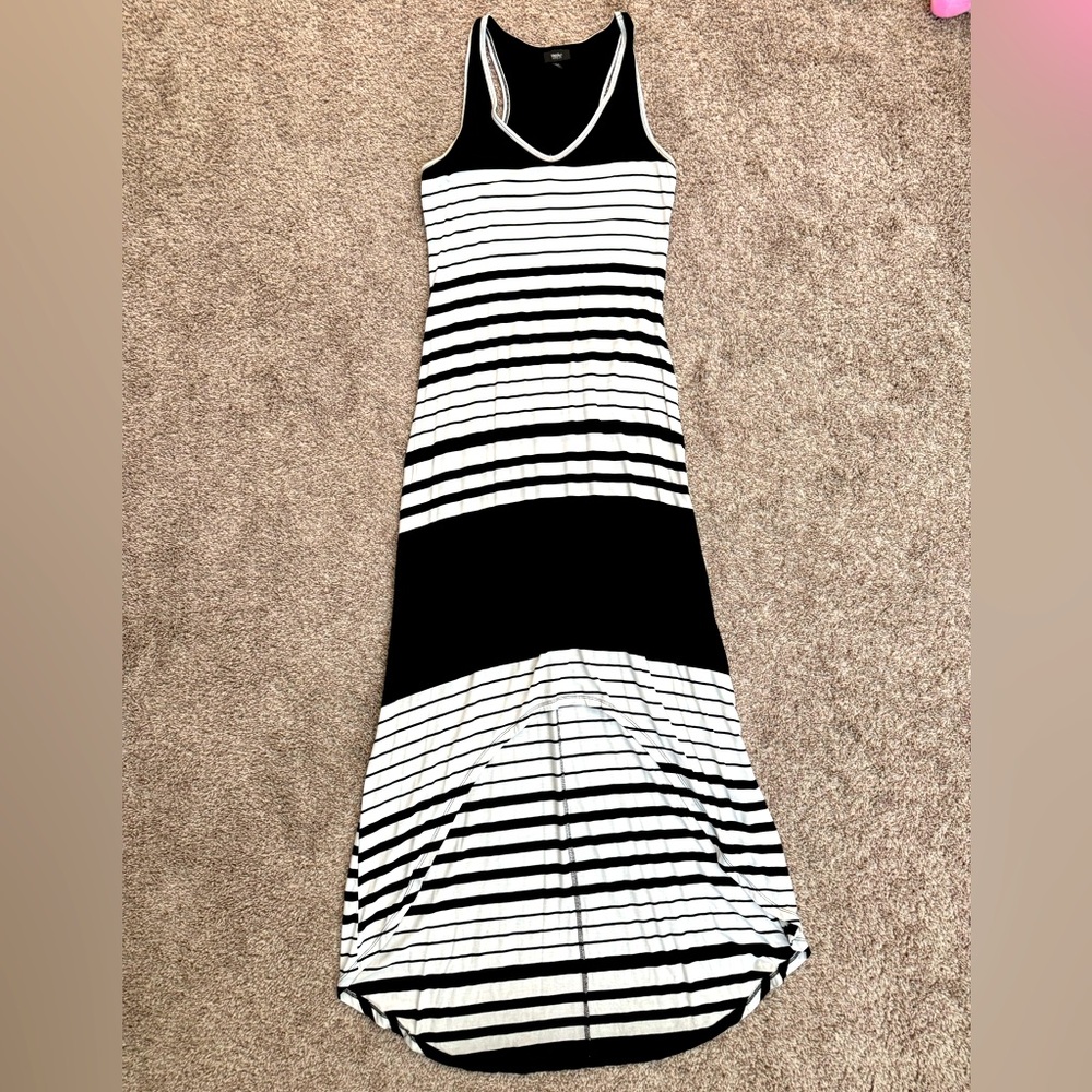 Black and Off-White Striped Maxi Dress